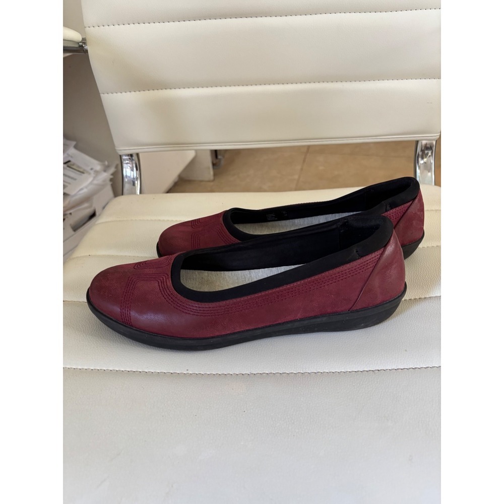SAS Collection Burgundy Leather Soft Cushion Ballet Flats Shoes Womens 9.5M